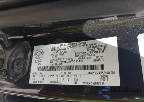 2015 Ford F-150 Xlt z USA, uszkodzony, nr VIN 1FTFW1EG9FFC33157